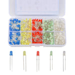 500PCS 3MM LED Diodes Set Multi-Color Red Green Blue Yellow White Clear Lens Round LED Lights Ideal for DIY Electronics Projects