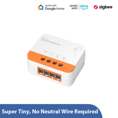 LinkMejor ZBMINIL2 Smart Zigbe3.0 Switch No Neutral Required Intelligent Two-way Control Relay Module Timer Voice Control with Alexa Google Zigbe Hubs