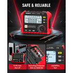 EU US Direct KAIWEETS KE1000 Insulation Resistance Tester 3MΩ to 100GΩ 750V AC 1000V DC Multimeter with DAR PI Auto Calculation for Industrial Testing