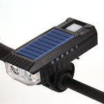 Solar Rechargeable Bike Headlight LED Super Brightness 4000mAh Battery Waterproof 4 Light Modes Warning Flashlight with 120dB Horn for Night Cycling