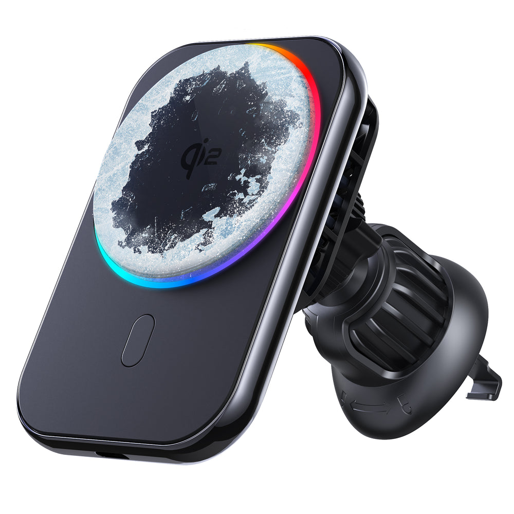 Bakeey Qi2 Magnetic Wireless Car Charger LED Light Holder Mount Magnet Fast Charging Station for iPhone16 15 14 13 12 Pro