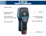 Professional D-TECT120 Wall Scanner Radar Technology Metal/Cable/Wood/Water Pipe/Wire High-precision Wall Gold plumb Dual Power Source Waterproof Construction Tool