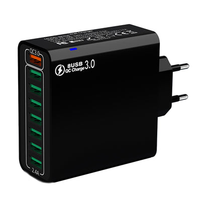 BK318 65W 8-Port USB Charger 8USB-A QC3.0 4.0+ PPS AFC FCP SCP SSCP Fast Charging Wall Charger Adapter EU Plug US Plug for iPhone 16 16Pro 15 14 13 Pro Max for Huawei Mate XT for Xiaomi 15pro