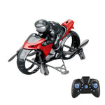 Land Air Four-Axis 2.4G RC Motorcycle Aircraft Model Flying Motorbike Ground and Air Drone 360° Stunts for Kids