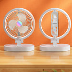 Folding Small Fan Portable Home Mute USB Desktop Charging Three Level Atmosphere Night Light Small Electric Fan