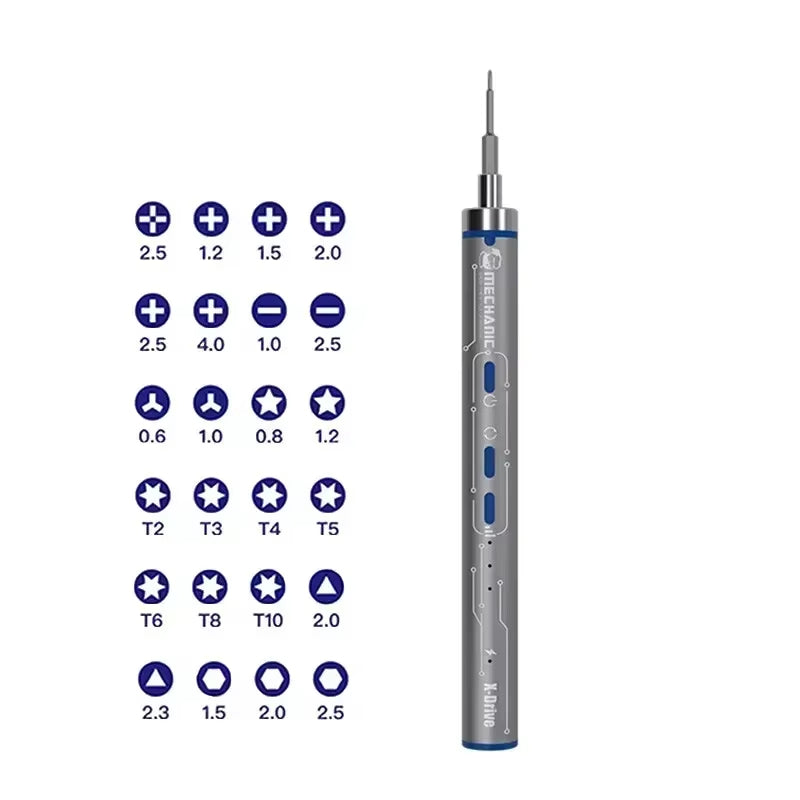 X-Drive Electric Precision Screwdriver Set 24-in-1 Magnetic Screw Bits Rechargeable Lithium Battery Compact Aluminum Alloy Design Mobile Phone Electronics Repair Tool