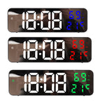 LinkMejor Digital Wall Clock Alarm Clock Large LED Display with Automatic Brightness / Indoor Temperature / Humidity Monitor / 12/24H For Home Office Classroom