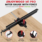 LinkMejor Woodworking M1 Pro Angle Miter Gauge with Extended Fence for Table Saw Router Table Precision Angle Setting Gauge for Wood Cutting Sawing