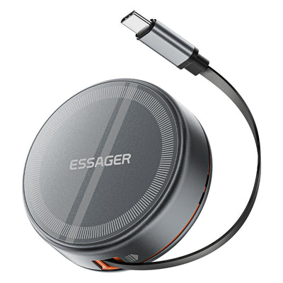 LinkMejor Z19 3-in-1 15W Wireless Charger with Retractable Cable Phone Stand Design Fast Wireless Charging Pad for Smart Phones for iPhone 17 17Pro 16 15 Pro Max for HUAWEI for SAMSUNG for Apple Watch for Airpods