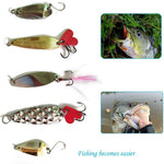 LinkMejor Hot Brilliant Metal Jig Spoon Fishing Lure Set 35pcs Wobblers Kit Pike Spoon Bait Fishing Tackle for Lake River Sea