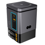 [GaN Tech]LinkMejor BW-i116 Max 105W 6-in-1 Power Combo Desktop Charger Station with Built-in Dual Telescopic Type-C Cable + USB-A+USB-C + 2-in-1 Wireless Charger for Smart Phones for iPhone 16 16 Pro 15 14