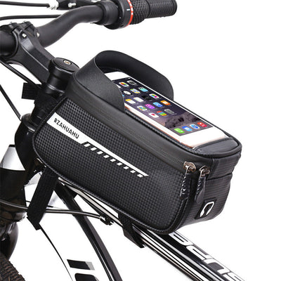 LinkMejor Bicycle Bag Frame Front Tube Cycling Bike Phone Mount Bag Waterproof Phone Case Holder 6.5 Inches Touchscreen Bag Accessories with Reflective Strip