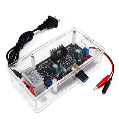DIY LM317 Adjustable Voltage Regulator 1.25V-12V 2W Power Supply Kit with Digital Display and Acrylic Enclosure for Electronics Projects