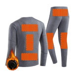 LinkMejor HD-02G Electric Heated Top Pant Set Fleece 3 Zones Heating Lined Thermal Long Sleeves Trousers Men USB Chargeable Heated Suit