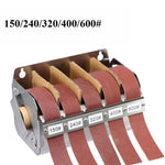 LinkMejor Stainless Steel Sanding Sandpapers Box Set 25mm*6m five-axis Pull-out Abrasive Cloth Roll for Metal Woodworking Abrasive Grits 150/240/320/400/600