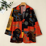 LinkMejor Womens Ethnic Prints Blazer Vacation Thin Suit Coat Retro Lapel Cotton Linen Printing Long Sleeve Blazer