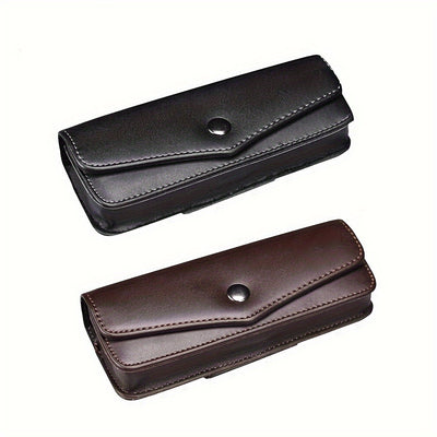Hasp Reading Glasses Case Hung On the Belt Leather Waistpack Sunglasses Storage Box for Everyday Use
