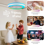 Elfeland Smart RGB LED Ceiling Fan Light 6 Fan Speeds 2H Intelligent Timing Quiet Operation Flush Design with Remote control for Home Office