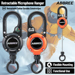 LinkMejor Retractable Microphone Hanger Carabiner Keychain Retractable Cord Outdoor Easy Pull Clip with Mini Compass for Fishing Backpack Keys