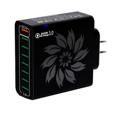 BK319 120W 8-Port USB Charger QC4.0/3.0/2.0 FCP SCP Fast Charging Wall Charger Adapter EU Plug US Plug for iPhone 16 15 14 13 Pro for Huawei Mate XT for Samsung Galaxy Z Fold6 for Xiaomi MIX Fold4