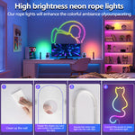 Elfeland 1/3/5m RGB Neon LED Light Strip RGBIC Waterproof Flexible 60 LEDs/m USB Powered Bluetooth App Remote Music Sync Timer Flexible Lighting Adjustments