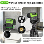 Huepar PL211G Laser Level Green Beam 2 Dots 2 Lines Self-Leveling Outdoor Pulse Mode Magnetic Mount Long Working Distance 98-164ft