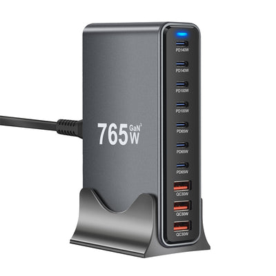 [GaN Tech] Bakeey YMX-765W 765W 10-Port USB PD Charger 3USB-A+7USB-C PD QC Fast Charging Desktop Charging Station EU Plug US Plug for iPhone 16 16 Pro 15 Pro Max 14 13 12 for Xiaomi 15Pro for Huawei Pura X