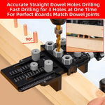 Dowel Jig Kit with Quick Positive Stop and Clamp Adjustable Doweling Jig for Drill 1/4 3/8 and 1/2 Inch Accurate Straight Dowel Holes Fit Any Thickness Wood Joints for Cabinet Furniture