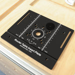 Woodworking Flip Plate Router Lift Set with Metric Inch Stroke Scale Aluminum Alloy Router Table Inset Plate with Miter Gauge and Fence for Trimming Slotting