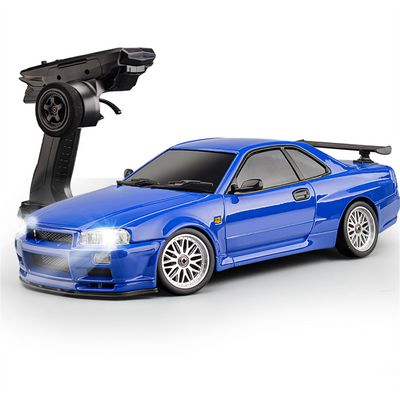 LinkMejor 1899/A99 RTR 1/18 2.4G RWD RC Car Drift GTR R34 Optional Gyro LED Light On-Road Full Proportional Alloy Body Shell Racing Vehicles Models Toys