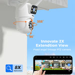 LinkMejor WS03 3MP+3MP 8X Digital Zoom Wifi Surveillance Camera Dual Lens Color Night Vision Human Detection 2-Way Talk IP65 Waterproof 2.4G/5G Outdoors Wireless Security PTZ IP Cameras