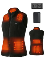 Auxo 7-Zone Fleece Heated Vest for Women with Battery Pack 3 Heat Settings Lightweight Winter Sleeveless Electric Heating Clothing