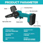 LinkMejor 88VF 6 Inch Cordless Electric Chainsaw 3000W One-hand Handheld Garden Saws Wood Cutter