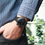 LinkMejor Men's Watches Luxury Fashion Large Dial Watches Stainless Steel Quartz Watch Waterproof Chronograph Business Casual Wristwatch