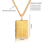 Religious Jesus Cross Locket Pendants Gold Silver Color Photo Frame Memory Necklace for Women/Men Stainless Steel Cross Necklace Faith Jewelry Gift