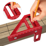Carpenter Square Aluminum Miter Triangle Hole Ruler Woodworking Square Protractor 3D Multi Angle 45 90 Degree Layout Measuring Tool