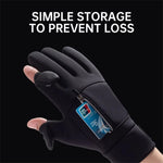 LinkMejor Winter Touchscreen Warm Cycling Gloves Waterproof Windproof Cold-Resistant Flip Exposed Two-finger Zipper Gloves for Men Women Ski Fishing Running
