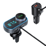 T78 Air Outlet Car bluetooth V5.0 FM Transmitter 30W PD + QC3.0 Fast Charger Hi-fi Music Player Hands-free Calls U Disk AUX Bass 7 Colors Backlit Light