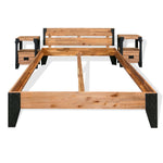 Bed Frame with 2 Nightstands Solid Acacia Wood Steel 76"x79.9"