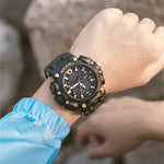 LinkMejor Men Sport Digital Dual Display Watch Multi-function LED Luminous Waterproof Date Week Alarm Wristwatch