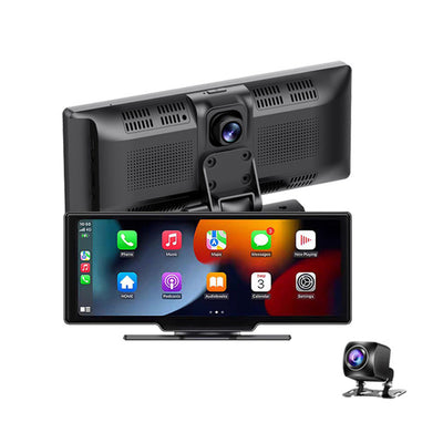 10.26 inch Car Stereo DVR CarPlay with 4K Dash Cam Dual Lens AI Voice Control Wireless Android Auto AUX FM Bluetooth WIFI GPS