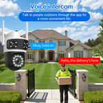 Guudgo 6MP Ultra HD WIFI IP Camera Triple Lens Full Color Night Vision Waterproof 355 Pan Tilt Two Way Audio Mobile App Control Outdoor Security Camera