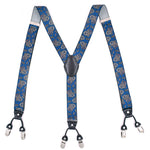 125CM Men's Fashion Suspenders Adjustable Strappy Y-Back, Business Print High Elastic Suspenders with 6 Clips