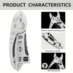 6-in-1 Stainless Steel Multitool Adjustable Wrench Screwdriver Bits Saw Blade Knife Compact Folding Design Ergonomic Handle Camping Hunting DIY Projects Survival Tool Portable