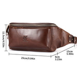 LinkMejor Men's Genuine Leather Fanny Bag Adjustable Strap Waist Bag Retro Crossbody Chest Bag
