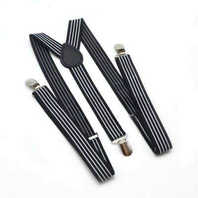 2.5cm Retro Stripes Men's Suspenders with 3 Clips Elastic Adjustable Y-back Trouser Braces for Daily Vacations Work Outfits