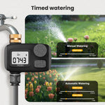MOES 1-Outlet Water Timer IP55 Waterproof Brass Inlet Rotary Knob Button Control With LCD Display Screen Rain Delay Child Lock