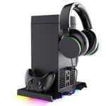Ipega PG-XBX024S Rooftop Cooling Fan for Xbox Series X Host RGB Intelligent Temperature Control Base + Top Headphone Hangers