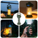 IPRee Portable Camping Lamp LED Handheld Light USB Rechargeable Mini Floodlight with 6 Light Modes Hiking Hook Design Tent Emergency