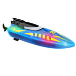 LinkMejor V777 RTR 2.4G RC Boat Double-sided Rotary Forward Stunt Driving Glowing LED Lights Ship High Speed Remote Control Vehicles Models Toys